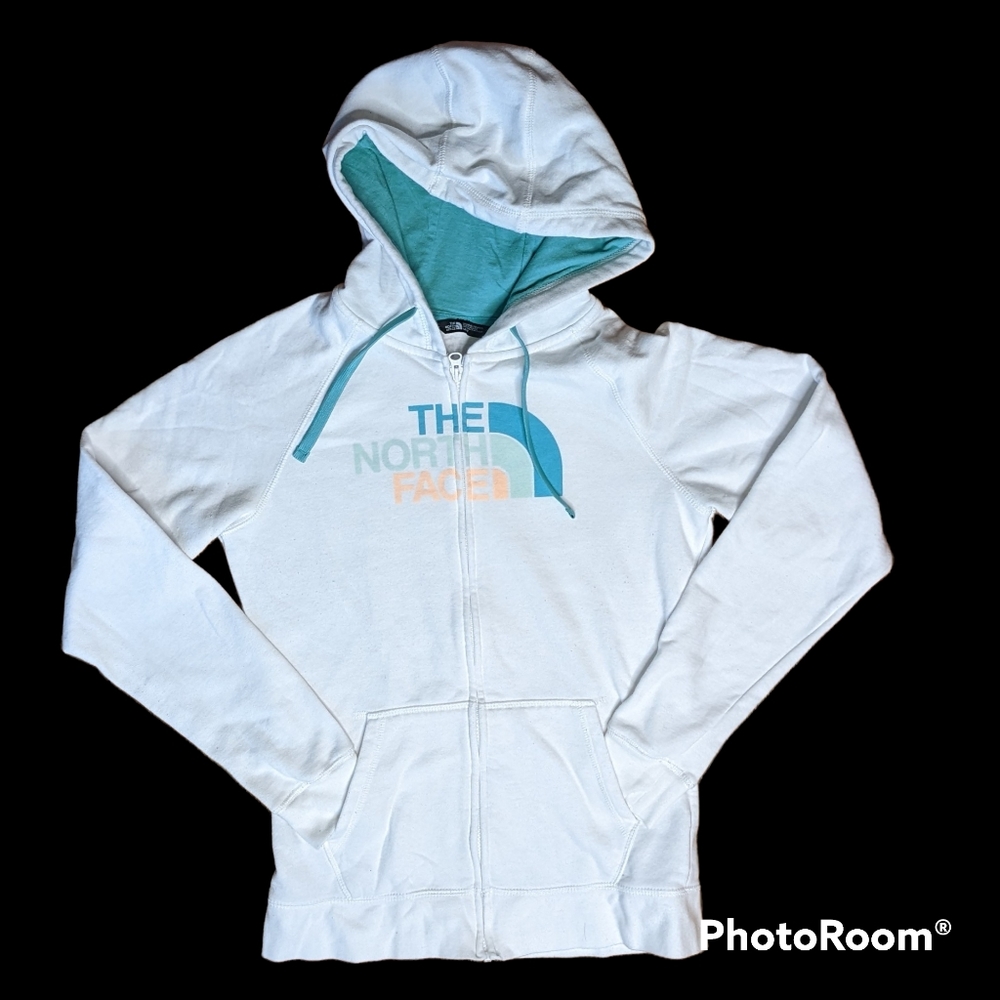 The North Face White Hoodie Full Zipper  White Woman's Medium Sweater